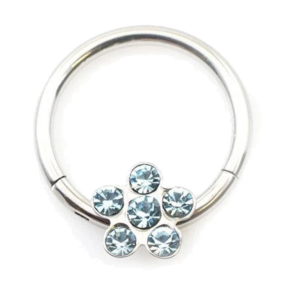 Surgical Steel 16 Gauge Flower CZ Hinged Segment Ring - photo 4