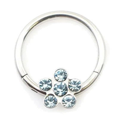 Surgical Steel 16 Gauge Flower CZ Hinged Segment Ring - photo 4
