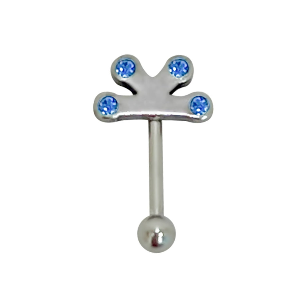 Surgical Steel 16 Gauge Straight Eyebrow Barbell with CZ Flower - photo 5