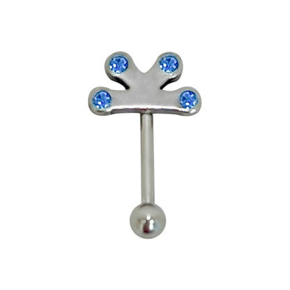 Surgical Steel 16 Gauge Straight Eyebrow Barbell with CZ Flower - photo 5