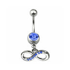 Surgical Steel 14 Gauge Dangling Infinity Paved CZ Belly Ring 11mm