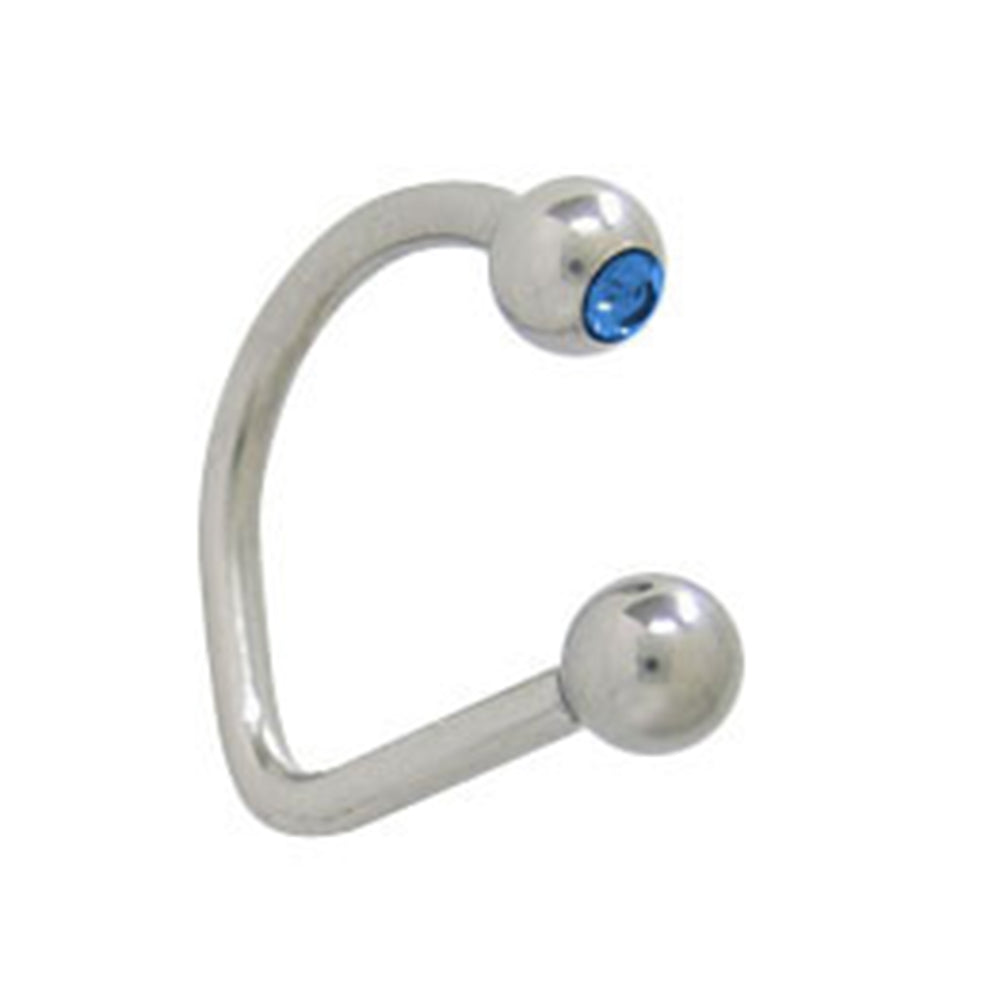 Surgical Steel 16 Gauge Lippy Loop Labret with Blue CZ