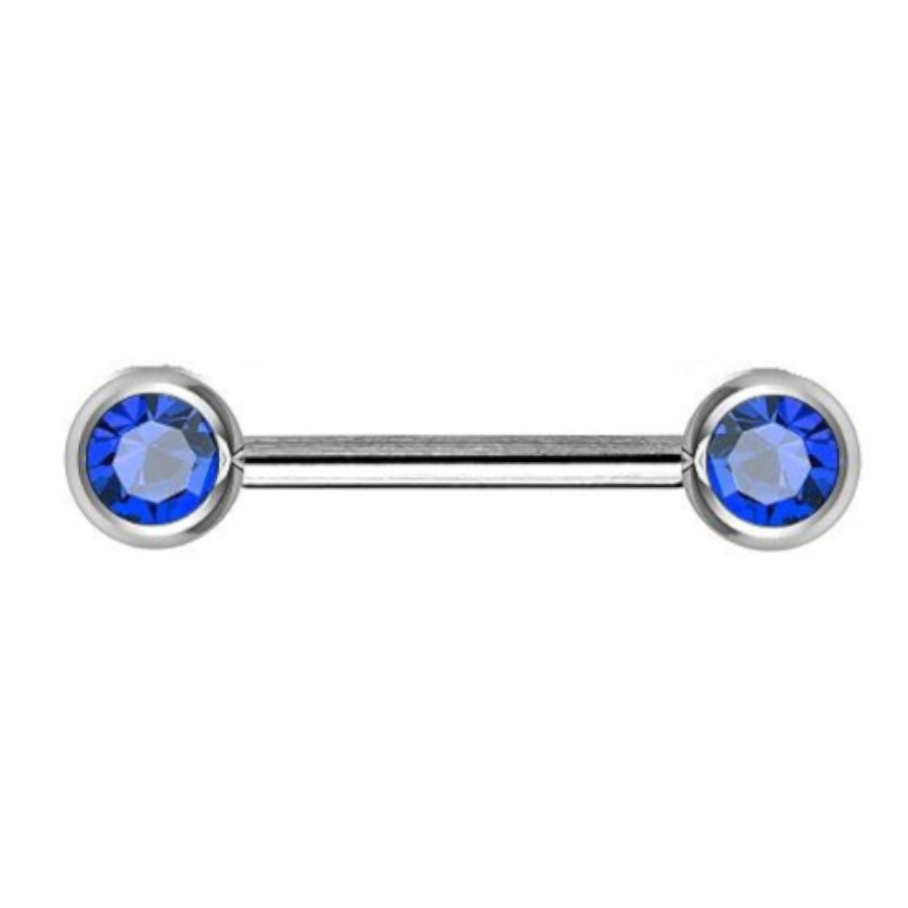 Surgical Steel 16 Gauge Nipple Barbell CZ Front Facing Bezel - Pair - photo 5