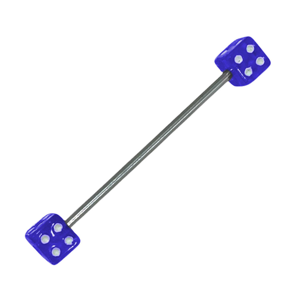 Surgical Steel 14 Gauge Industrial Barbell with Acrylic Dice Bead - photo 10
