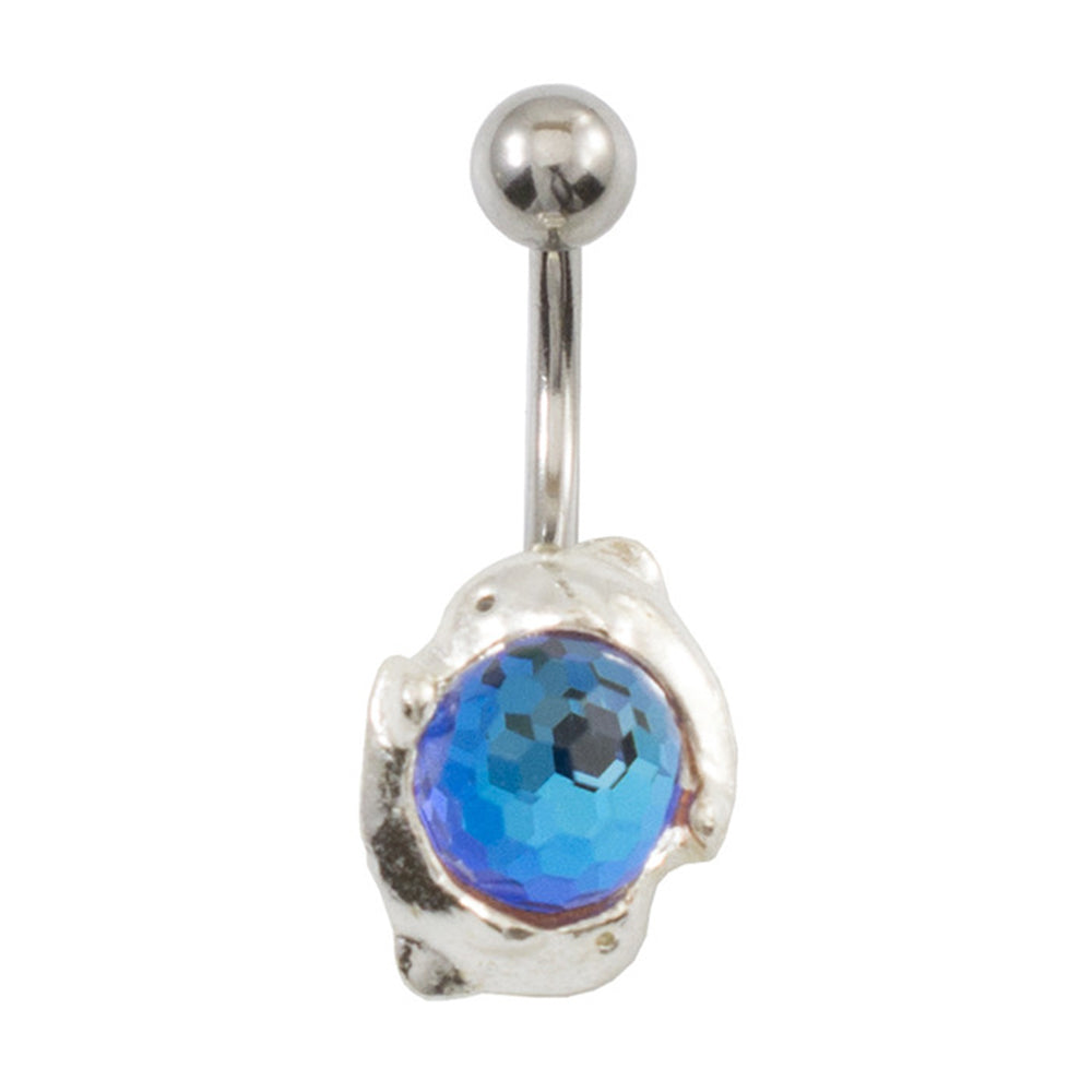 Surgical Steel 14 Gauge Belly Ring with Coupled Dolphin Disco Ball - photo 2