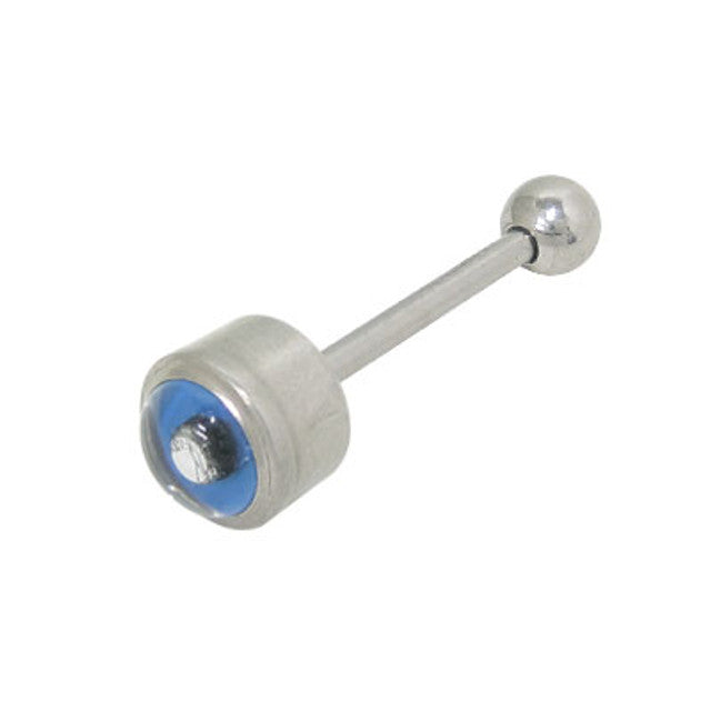 Surgical Steel 14 Gauge Tongue Barbell with Blue Eye Logo