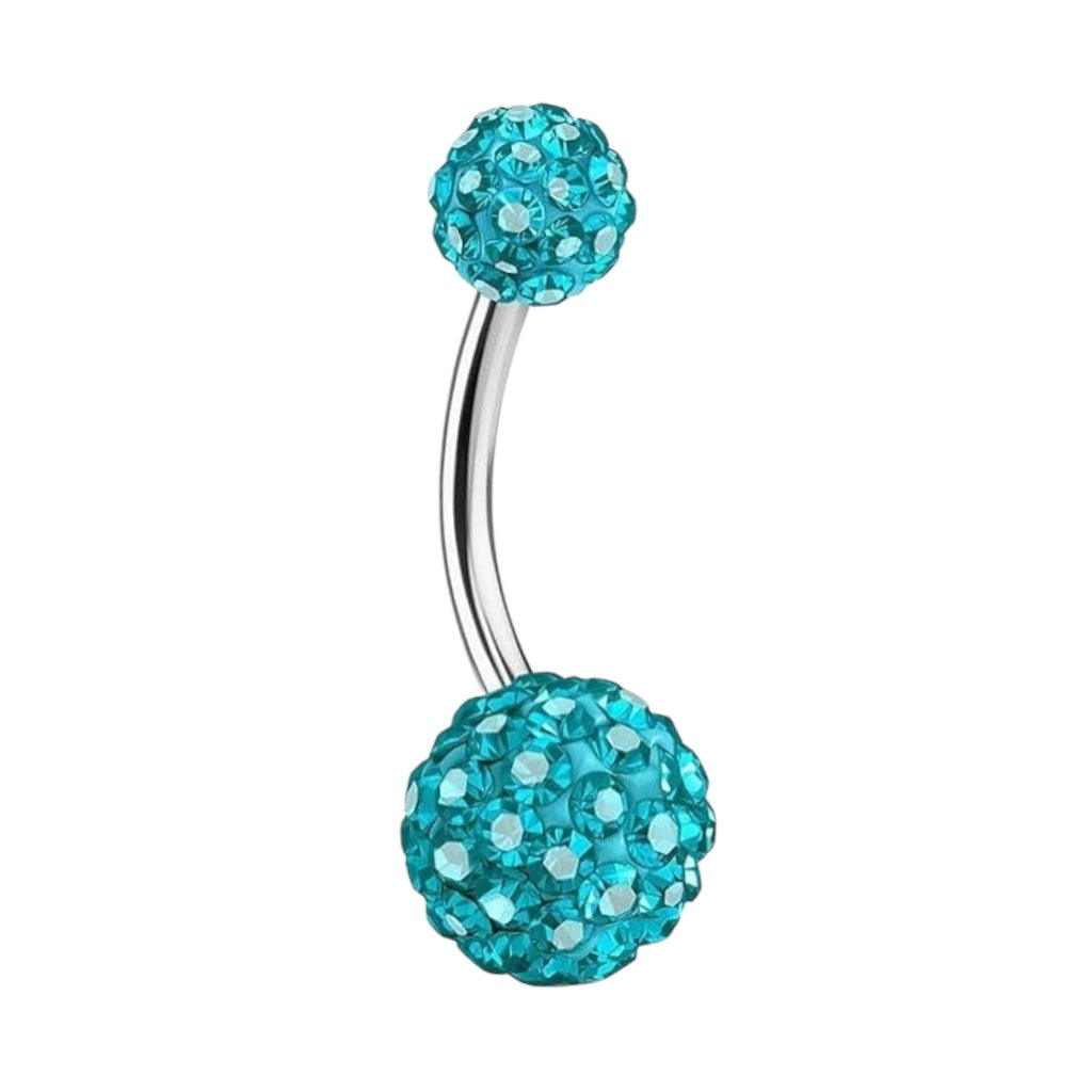 Surgical Steel 14 Gauge Belly Button Ring Blue with Ferido Gems