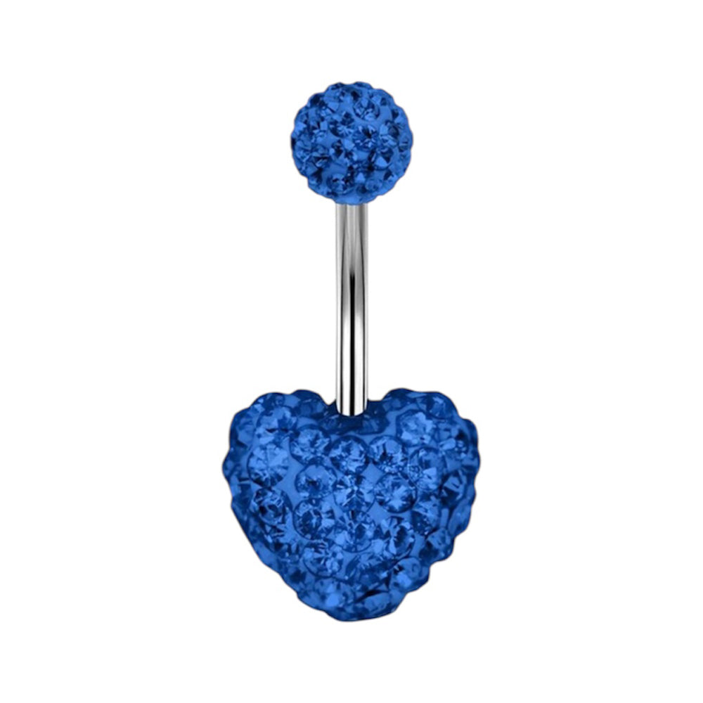 Surgical Steel 14 Gauge Belly Ring with Blue Ferido Heart