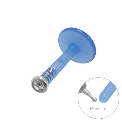 Flexible Labret Monroe Blue with Clear Gem