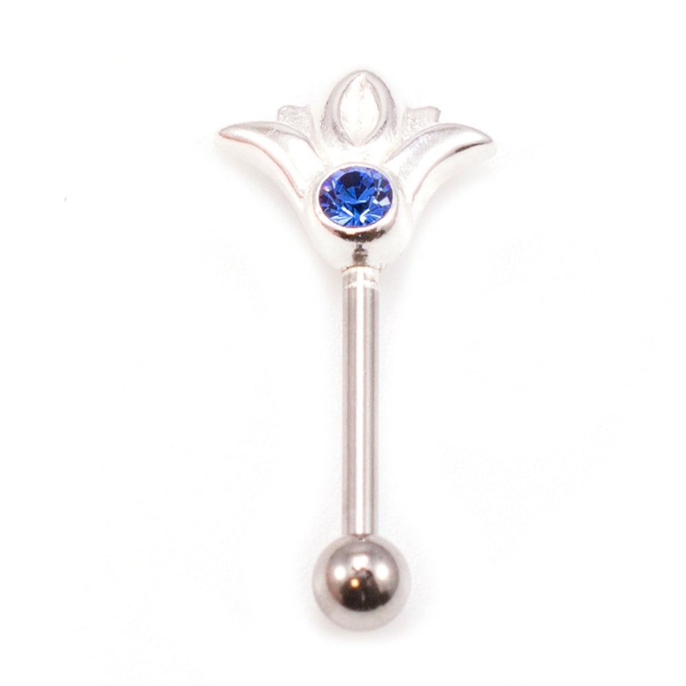 Surgical Steel 16 Gauge Eyebrow Barbell with CZ Flower Top - photo 7