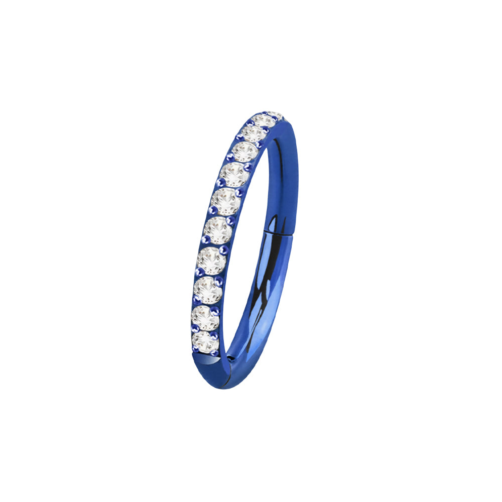 Titanium 16 Gauge Hinged Hoop Ring Segment with Forward Facing CZ
