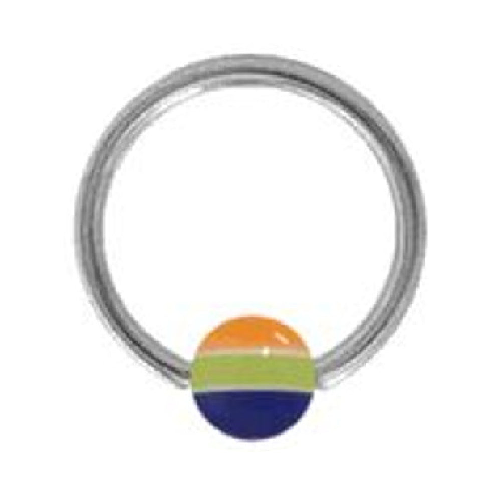 Surgical Steel 14 Gauge Captive Bead Ring with Acrylic Stripe Ball - photo 2