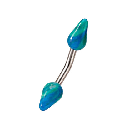Surgical Steel 14 Gauge Curved Eyebrow Barbell with UV Glow Spike - photo 4