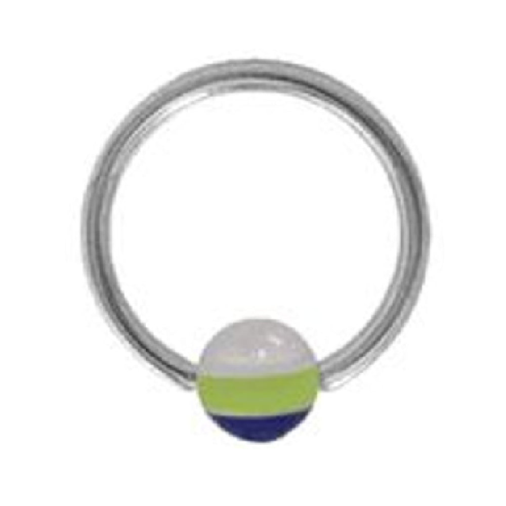 Surgical Steel 14 Gauge Captive Bead Ring with Acrylic Stripe Ball - photo 3