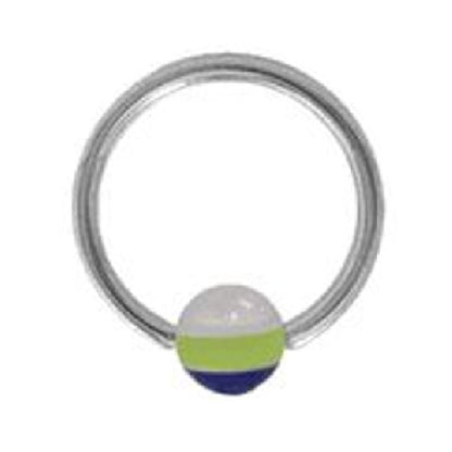 Surgical Steel 14 Gauge Captive Bead Ring with Acrylic Stripe Ball - photo 3