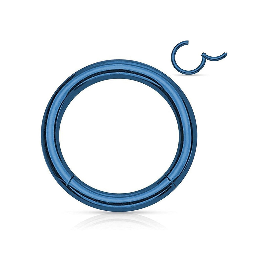 PVD Blue Surgical Steel 14 to 20 Gauge Hinged Clicker Segment Ring