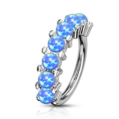 Surgical Steel 16 to 20 Gauge Lined Opal Bendable Hoop Ring - photo 2