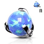 Titanium 14 & 16 Gauge Prong Set Opal Ball Dermal Anchor Tops