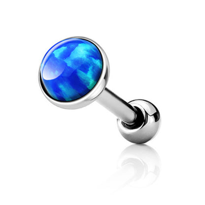 Surgical Steel 16 Gauge Cartilage Barbell with Bezel Opal Tops - photo 3