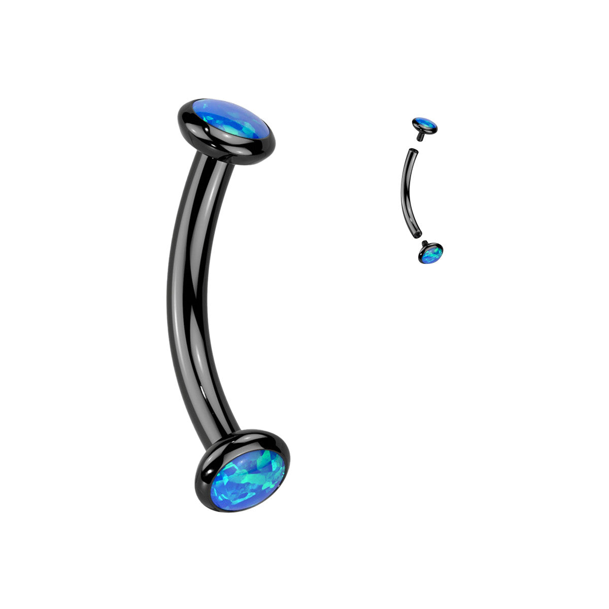 Titanium Curved Eyebrow Barbell 16G 8mm with Opal - photo 7