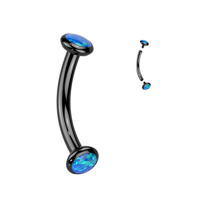 Titanium Curved Eyebrow Barbell 16G 8mm with Opal - photo 7