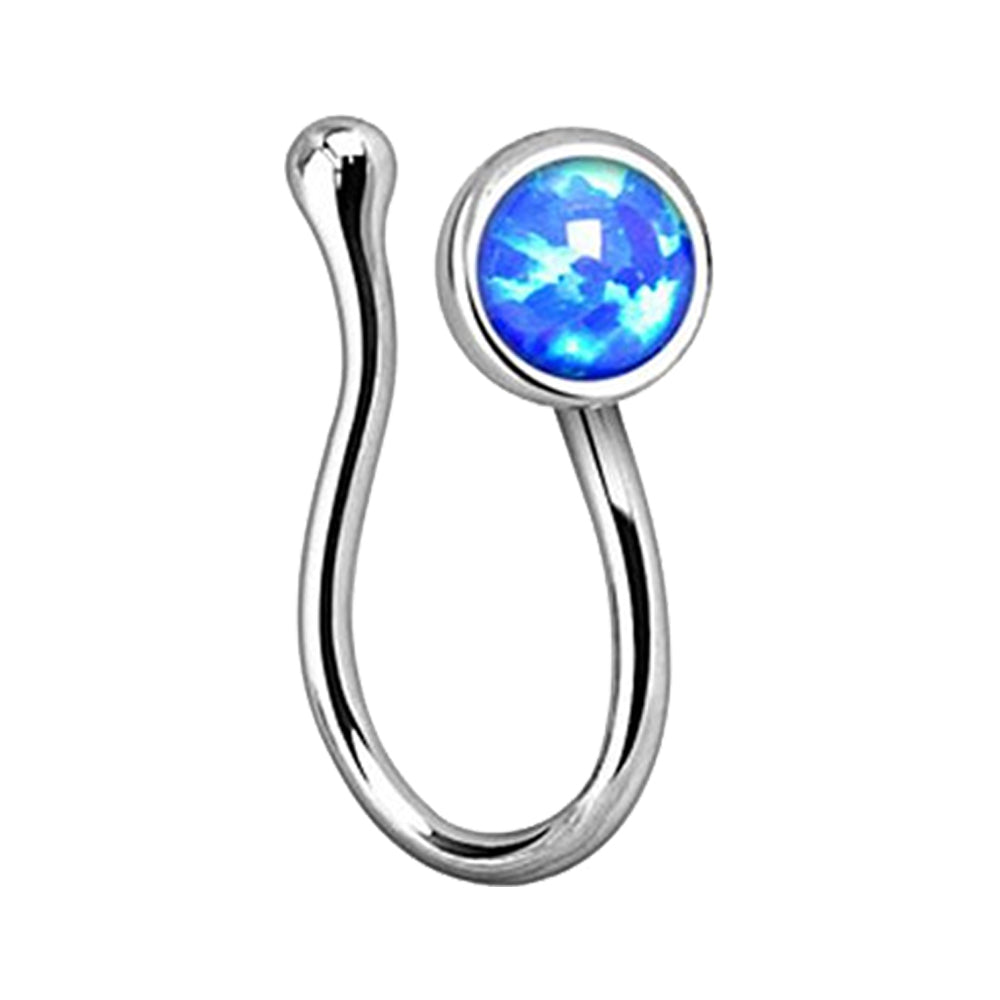 Surgical Steel Non-Piercing Nose Clip with Bezel Set Opal - photo 5