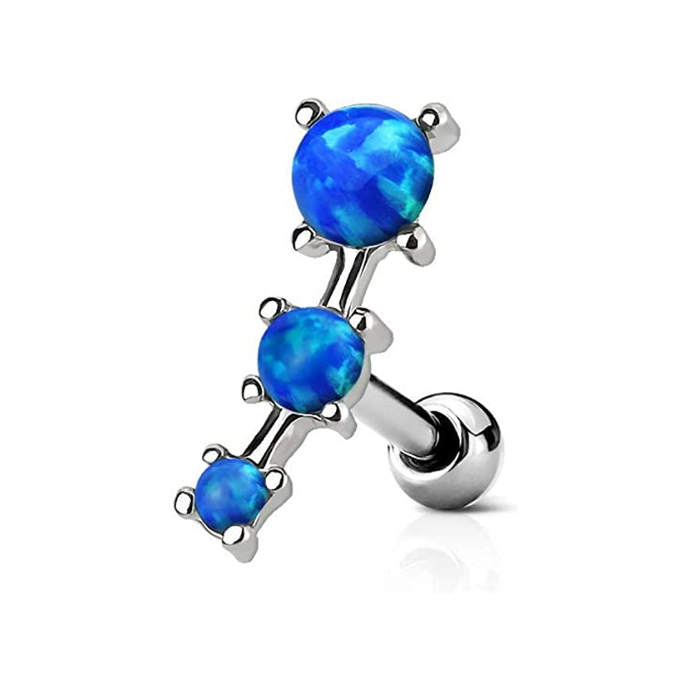 Surgical Steel 16 Gauge Cartilage Barbell with Three Opal - photo 6