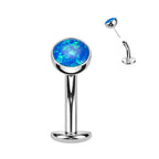 Titanium 14 Gauge Opal Floating Belly Button Ring Convex Base 8mm