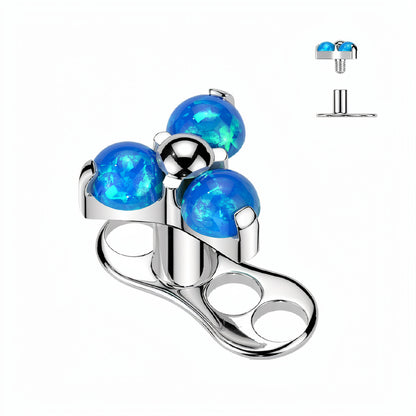 Titanium Dermal Anchor Tops with CZ Flower Opal Gems Base