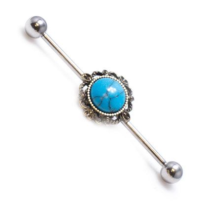 Surgical Steel 14 Gauge Industrial Barbell with Glitter Opal Filigree - photo 6