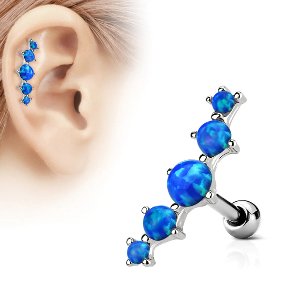 Surgical Steel 16 Gauge Tragus Barbell with Five Opal - photo 4