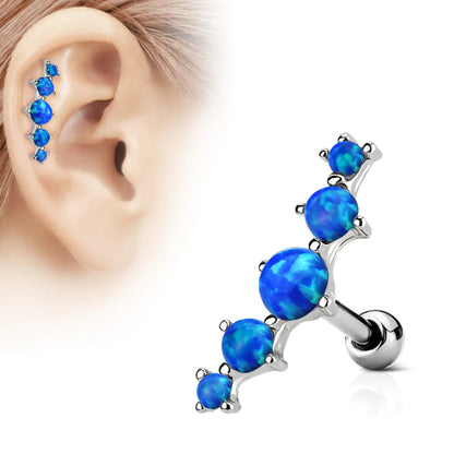 Surgical Steel 16 Gauge Tragus Barbell with Five Opal - photo 4