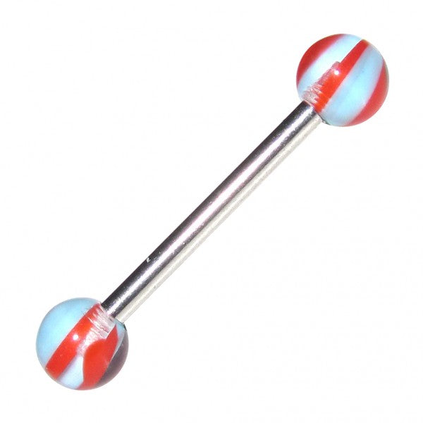 Titanium Tongue Ring Straight Barbell 14 Gauge Acrylic Ball - 10 Pack