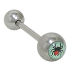 Surgical Steel 14 Gauge Tongue Barbell Ring with Spider Logo - photo 3