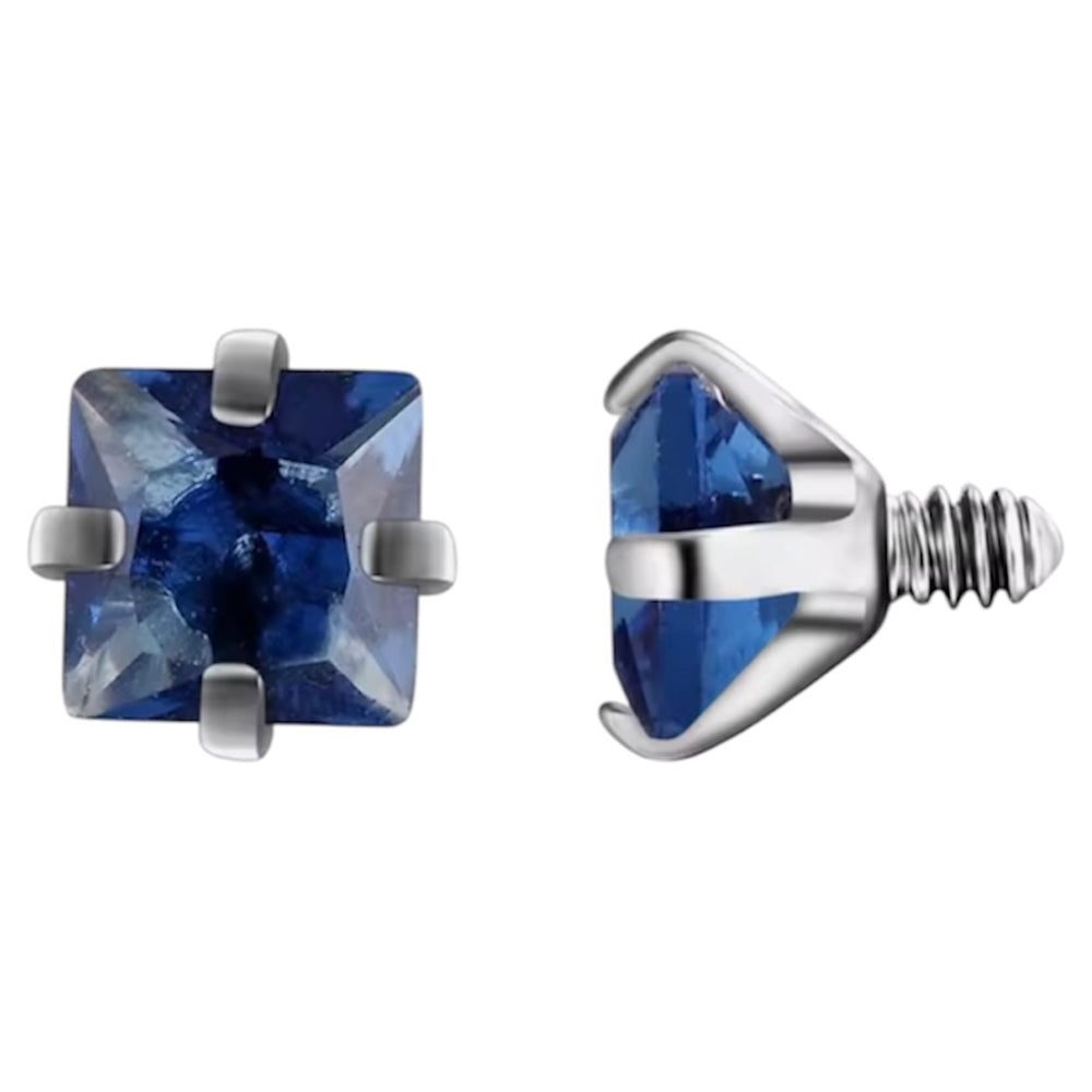 Surgical Steel 14 Gauge CZ Dermal Anchor Top with Prong Square Gems - photo 4