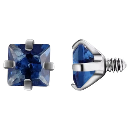 Surgical Steel 14 Gauge CZ Dermal Anchor Top with Prong Square Gems - photo 4