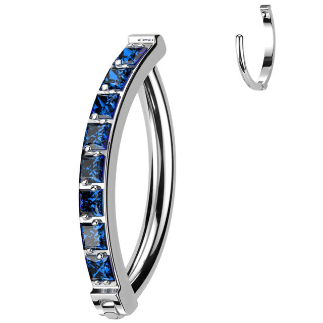 Titanium Hinged Belly Ring 14G 10mm with Square CZ - 4 Colors - photo 7