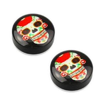 Acrylic Magnetic Fake Ear Gauges with Sakura & Skull Designs - Pair - photo 9
