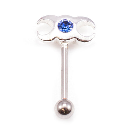 Surgical Steel 16 Gauge Eyebrow Barbell with CZ Triple Moon - photo 7