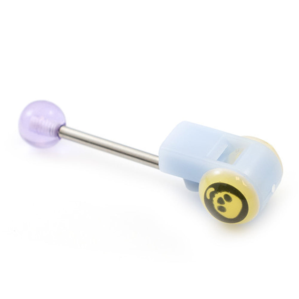 Surgical Steel Tongue Barbell 14G with Skull Whistle - 4 Colors - photo 5