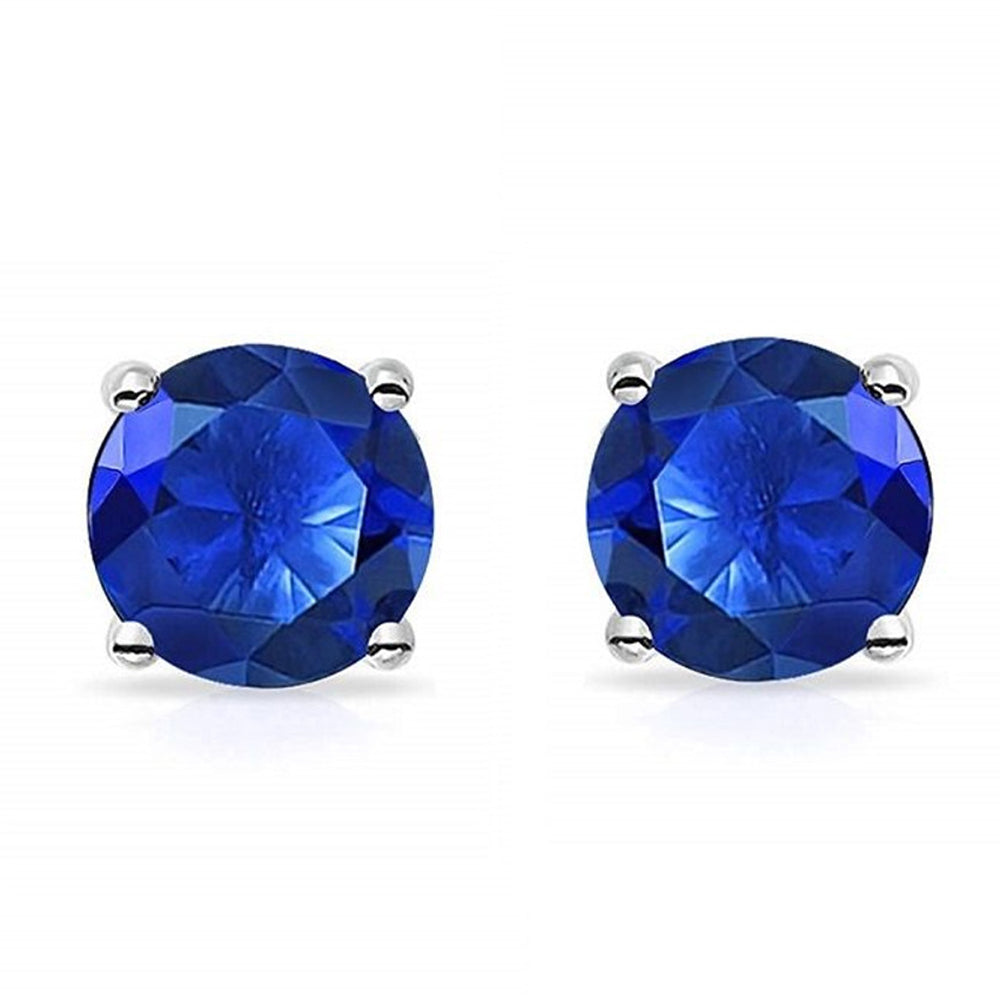 Surgical Steel Magnetic Earrings with Blue CZ Studs - Pair