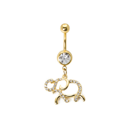 Surgical Steel 14 Gauge Dangle Belly Ring with Studded Elephant - photo 2
