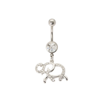 Surgical Steel 14 Gauge Dangle Belly Ring with Studded Elephant - photo 3