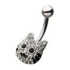 Surgical Steel 14 Gauge Belly Ring with Cat Head and Black CZ - photo 2