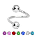 Surgical Steel 14 Gauge Twister Ring with Press Fit Gems