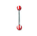 Surgical Steel & Acrylic 14 Gauge Tongue Barbell with UV Striped Beads