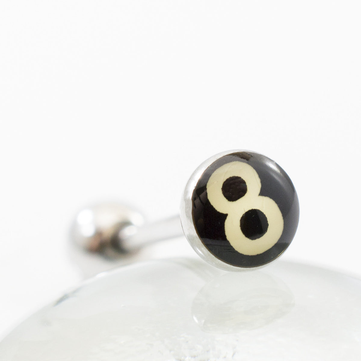 Surgical Steel Tongue Ring Straight Barbell 14 Gauge 8 Ball Logo - Kruelty - Photo 2