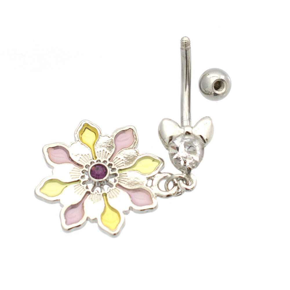 Surgical Steel 14 Gauge Luxe Modz Pastel Circular Flower Belly Ring - photo 2
