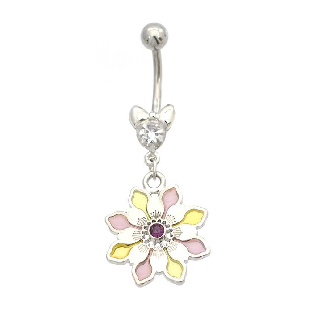 Surgical Steel 14 Gauge Luxe Modz Pastel Circular Flower Belly Ring