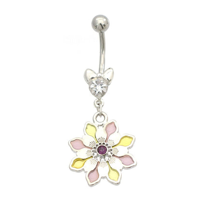 Surgical Steel 14 Gauge Luxe Modz Pastel Circular Flower Belly Ring